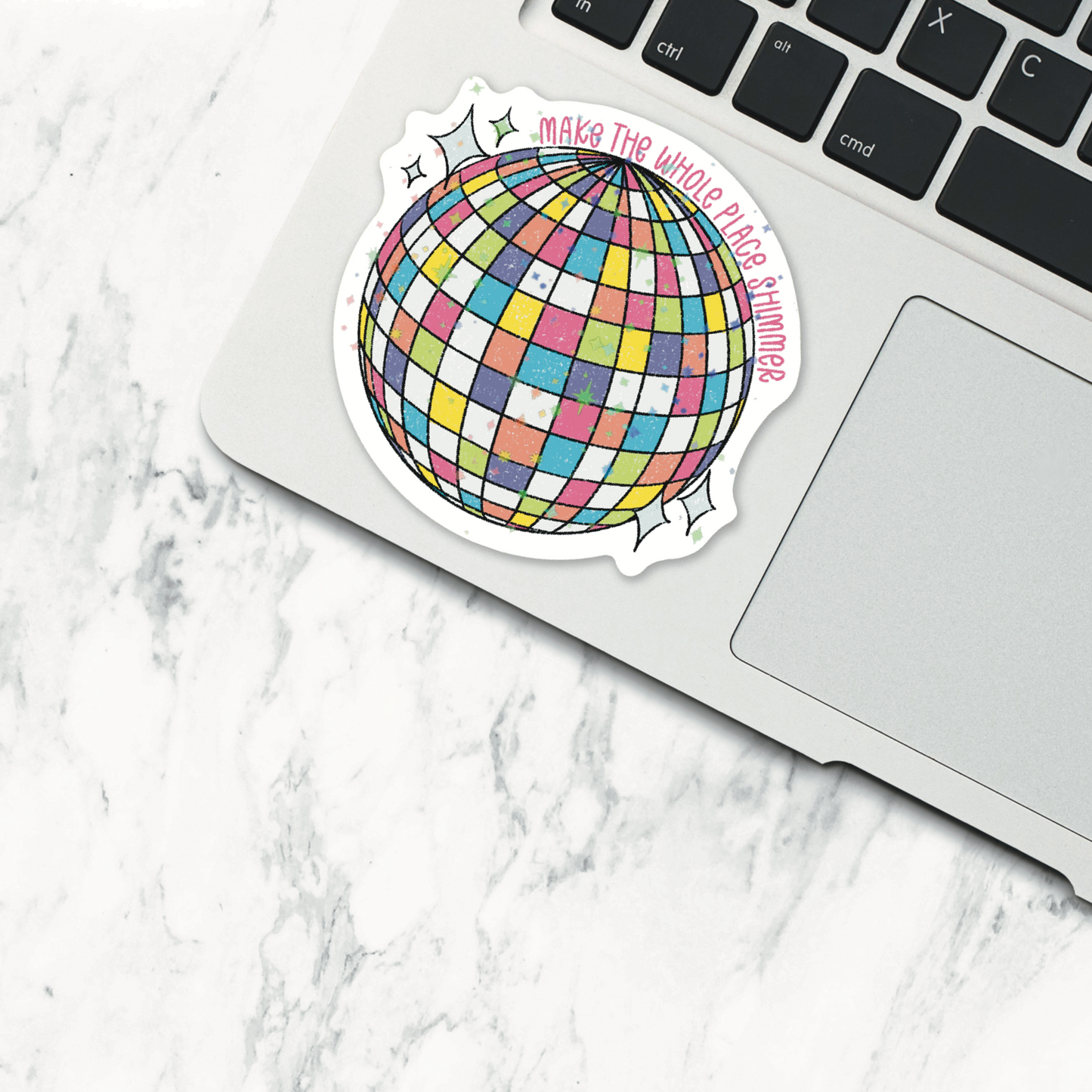 Glitter 'Make The Whole Place Shimmer' Disco Ball Sticker