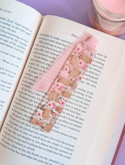 Capybara & Flowers Glitter Acrylic Bookmark