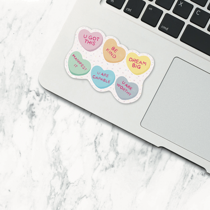 Candy Heart Affirmations Sticker