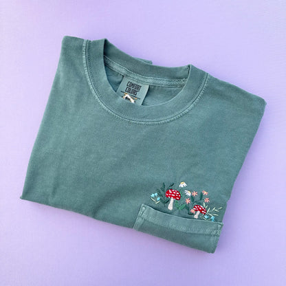 Mushrooms Pocket T-shirt (Light Green)