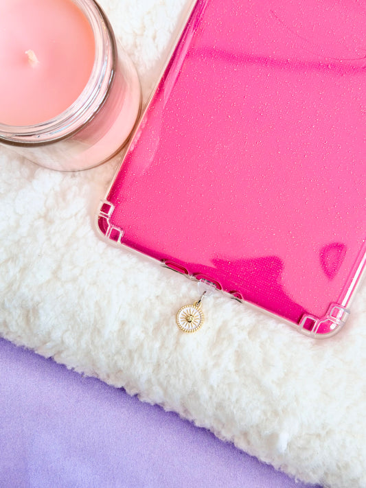 White & Gold Sun e-Reader Charm