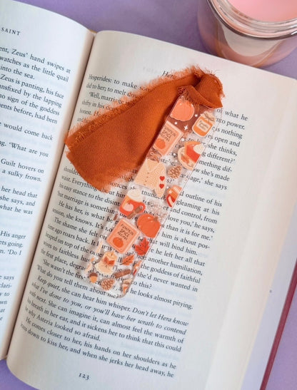 Orange Autumn Reads Acrylic Bookmark