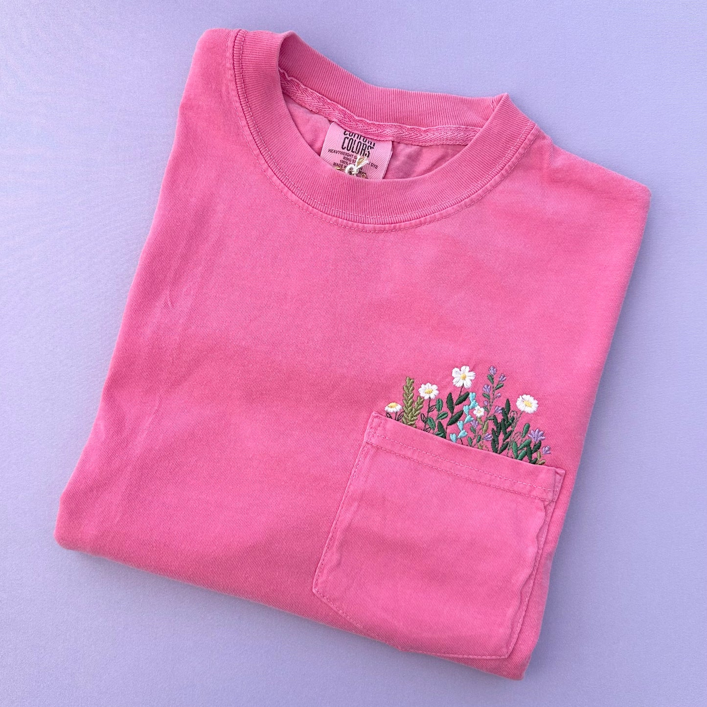 Flower Garden Pocket T-shirt (Crunchberry Pink)