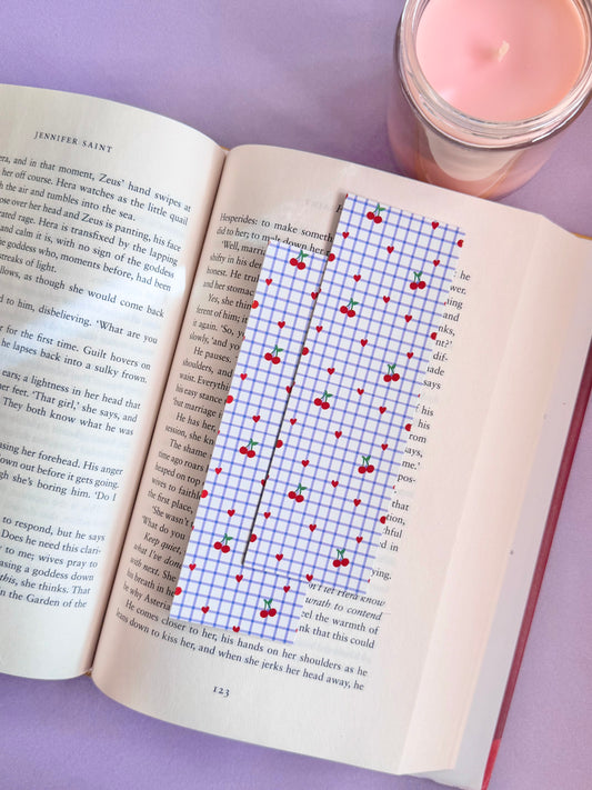 Cherry Gingham Paper Bookmark