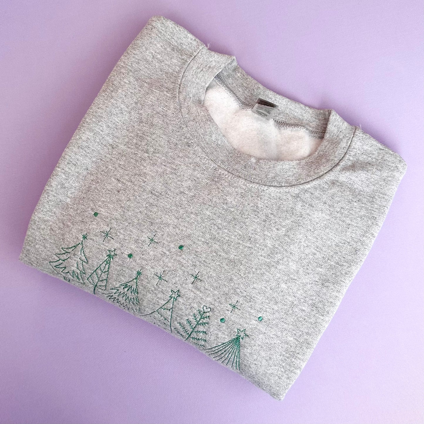 Sketchy Green Trees Crewneck Sweater