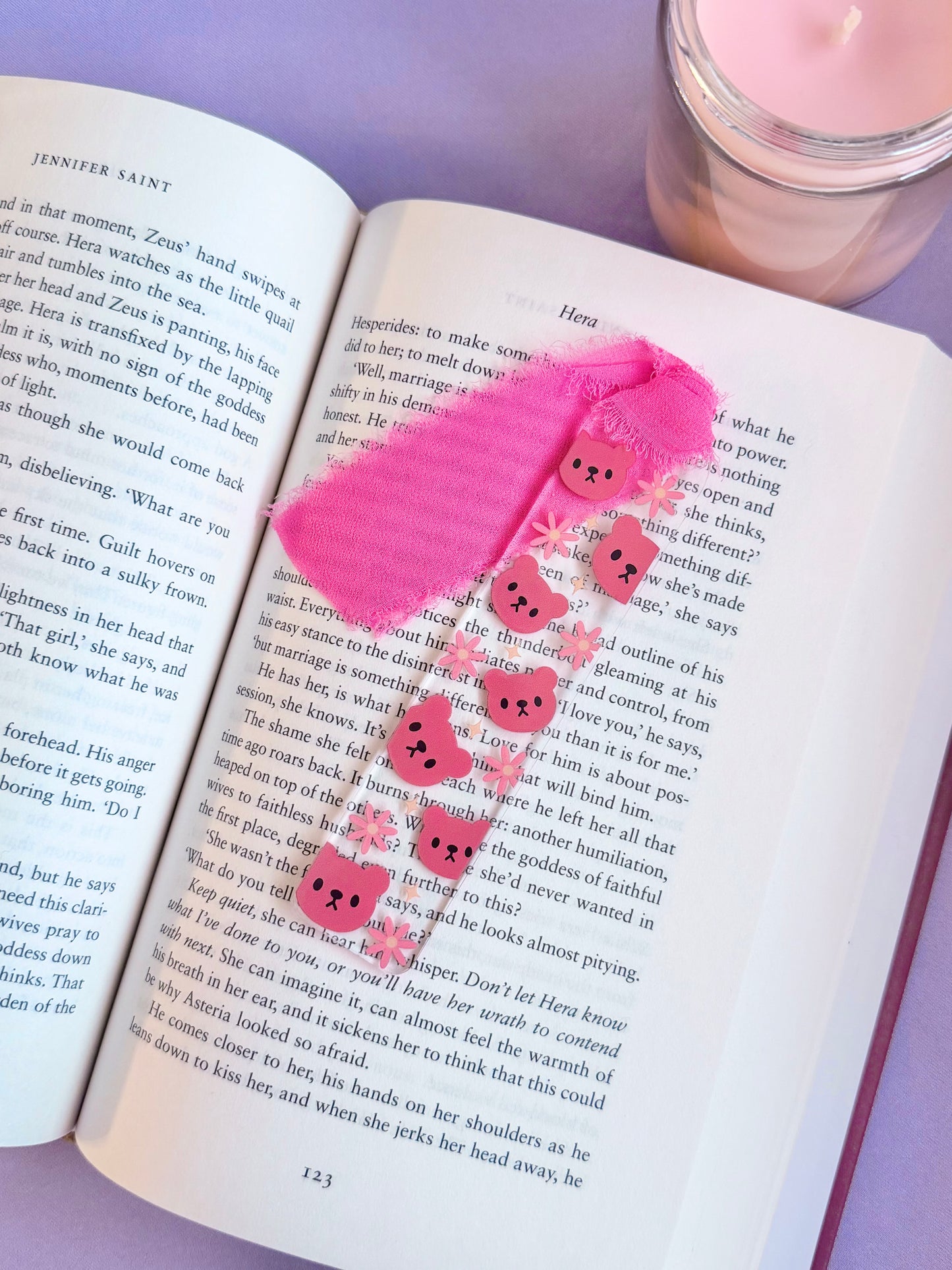 Teddy Bear with Flowers Acrylic Bookmark