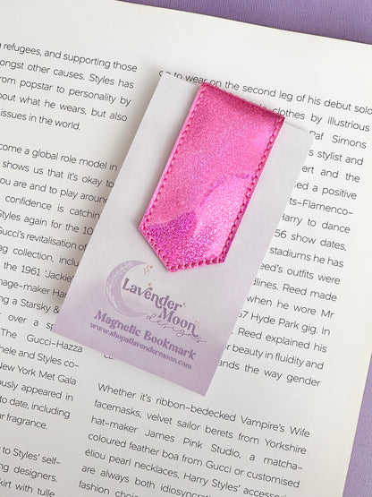 Hot Pink Glitter Magnetic Bookmark