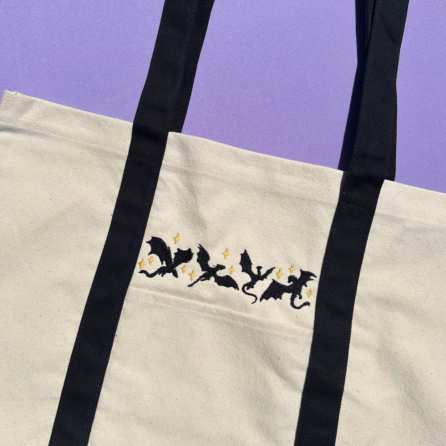 Dragons Embroidered Tote Bag