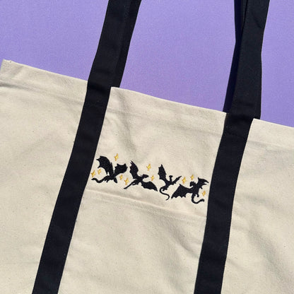 Dragons Embroidered Tote Bag