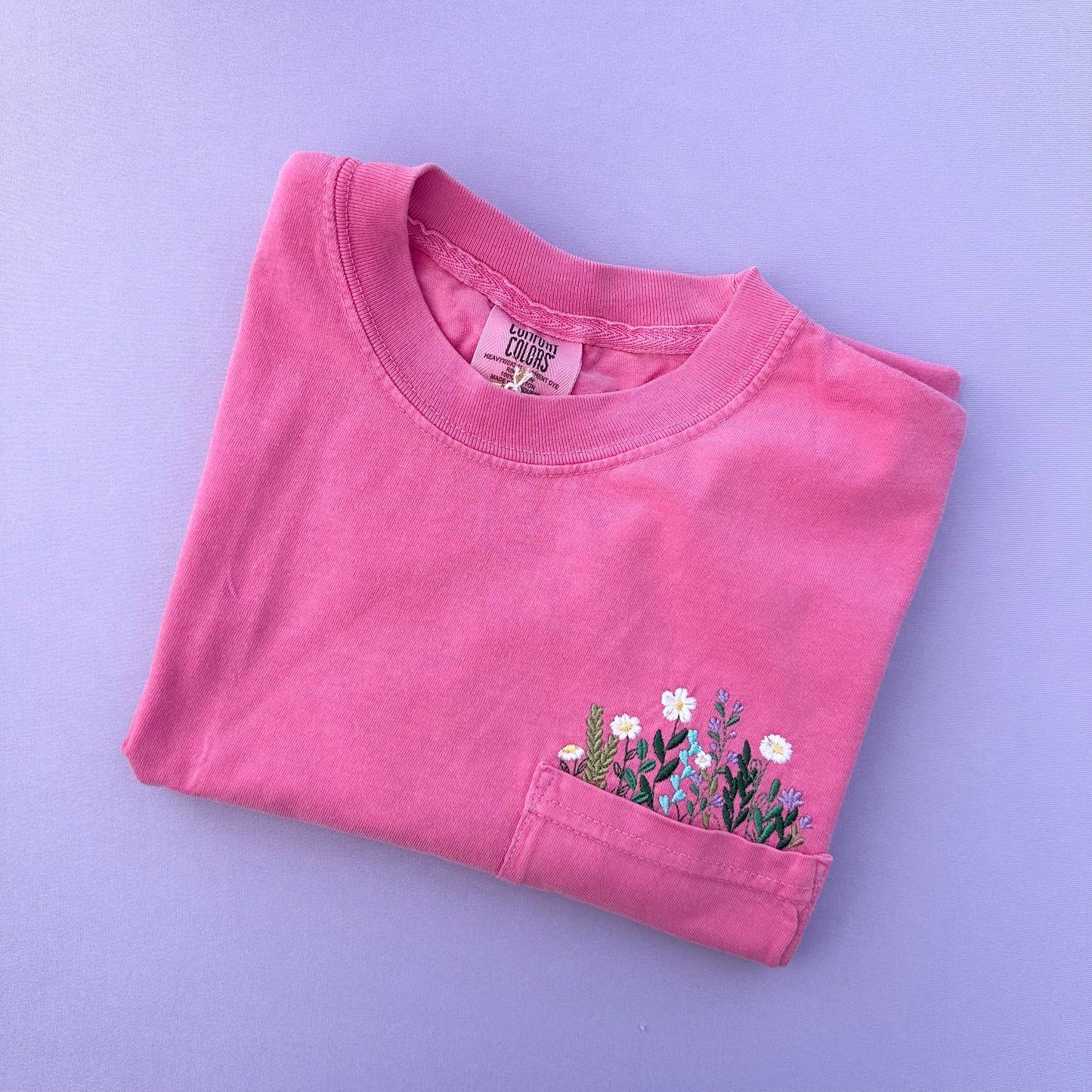 Flower Garden Pocket T-shirt (Crunchberry Pink)