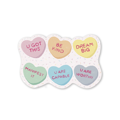 Candy Heart Affirmations Sticker