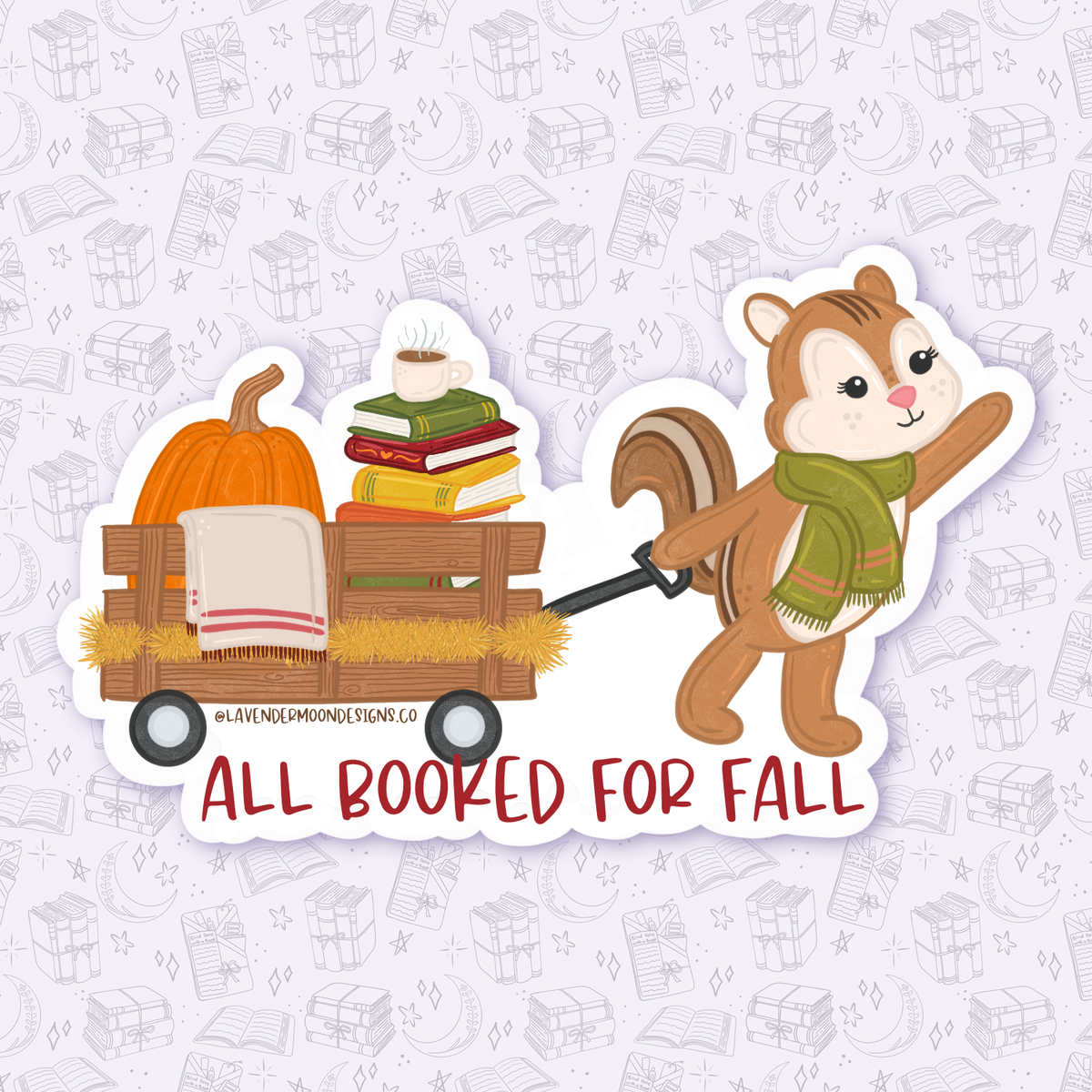 Waffles the Chipmunk is 'All Booked For Fall' Iridescent Sticker