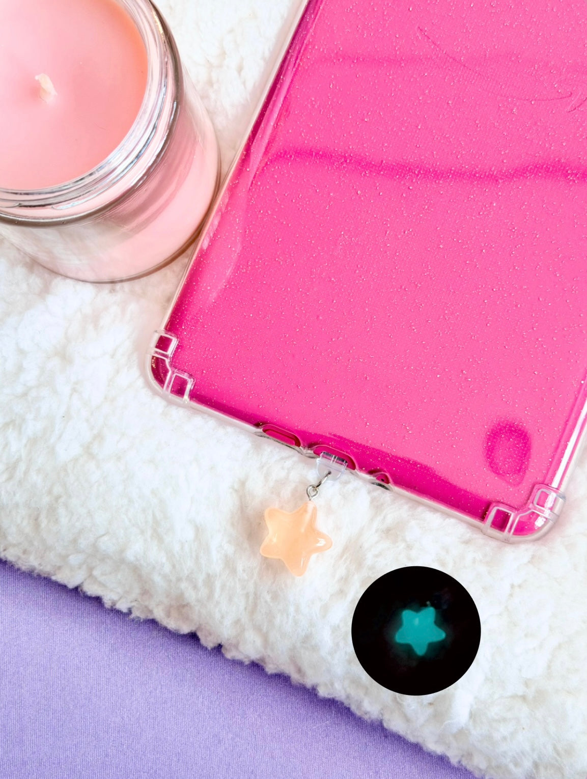 Glow in the Dark Orange Star e-Reader Charm