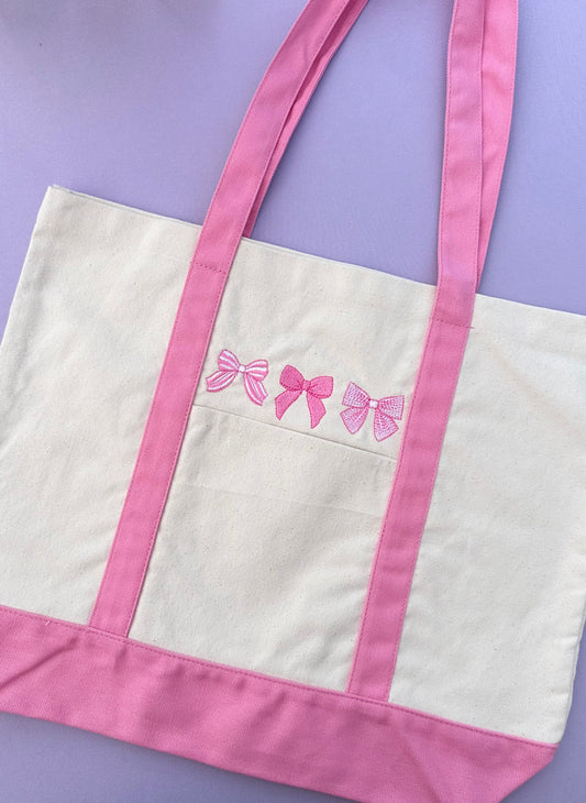 Coquette Bows Embroidered Tote Bag