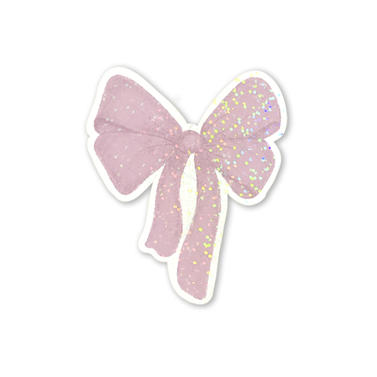 Glitter Pink Bow Sticker