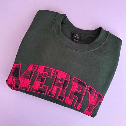 Merry Applique Crewneck Sweater