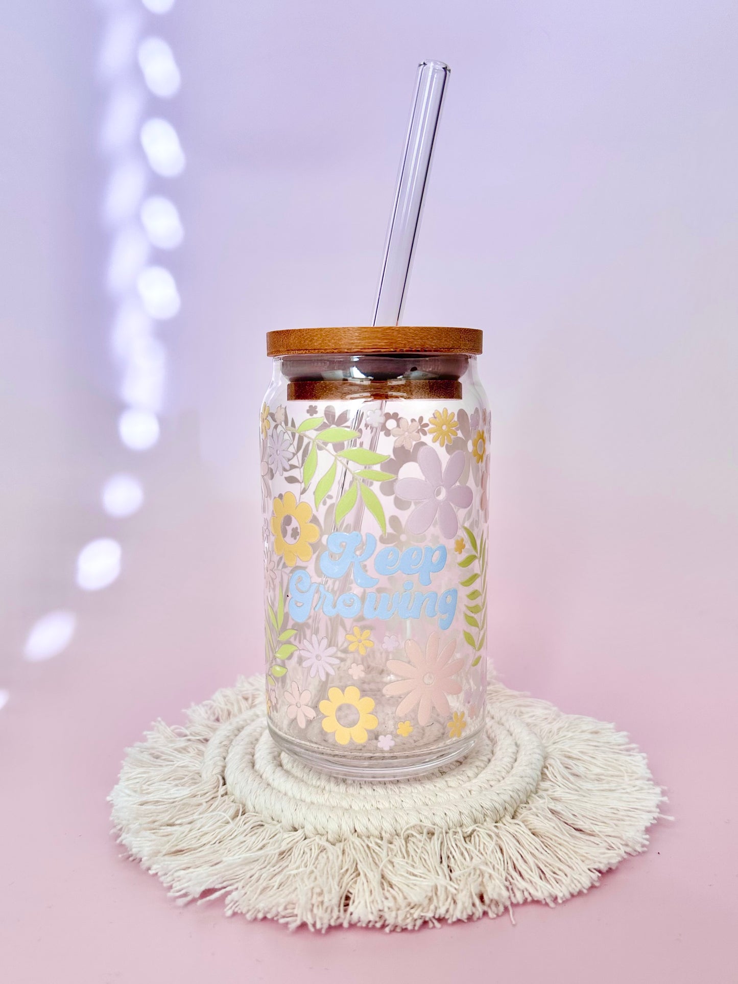 Keep Growing Florals Glass Cup