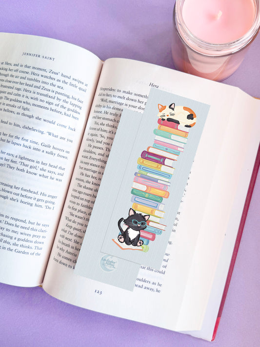 Cats On Books Paper Bookmark