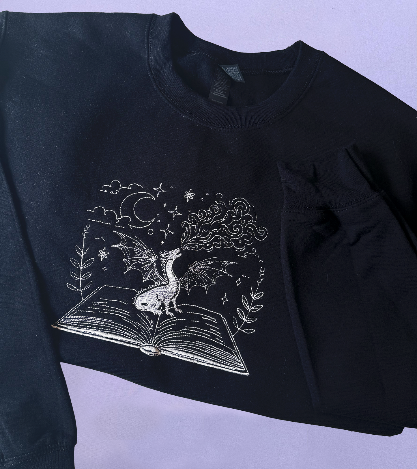 Black Bookish Dragon Crewneck