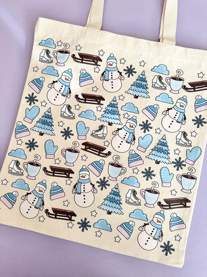 Winter Snowmen Tote Bag