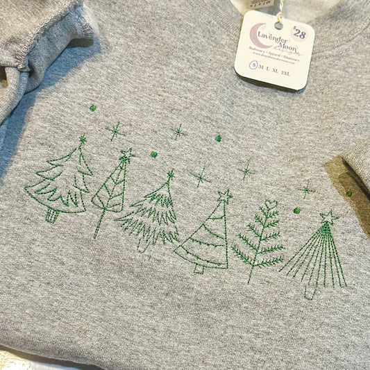 Sketchy Green Trees Crewneck Sweater