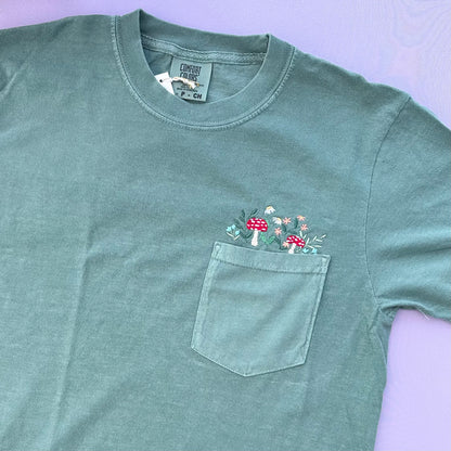 Mushrooms Pocket T-shirt (Light Green)