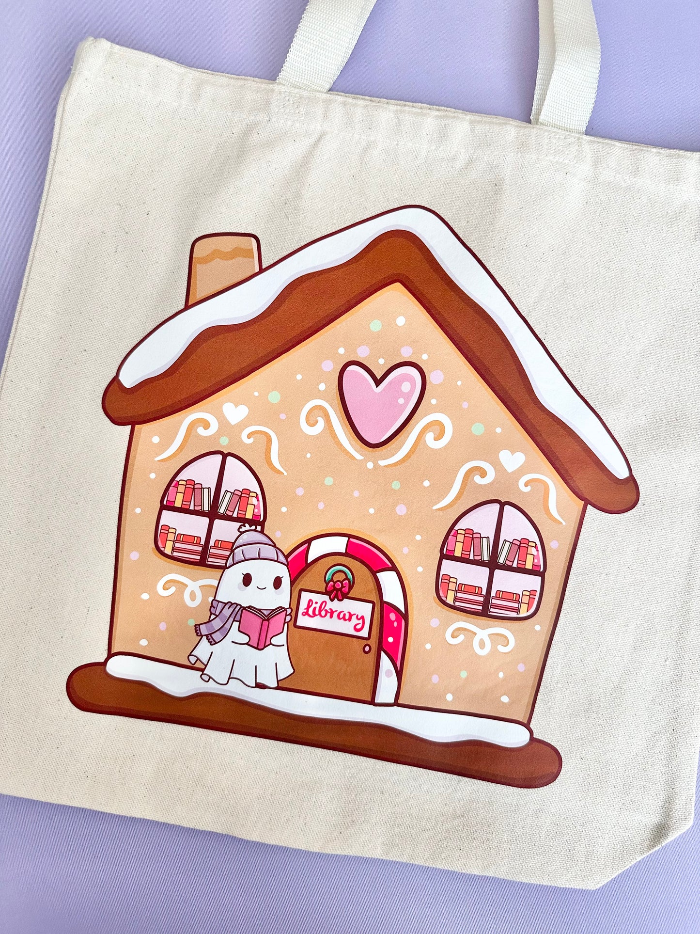 Gingerbread Library with Ghost Tote Bag