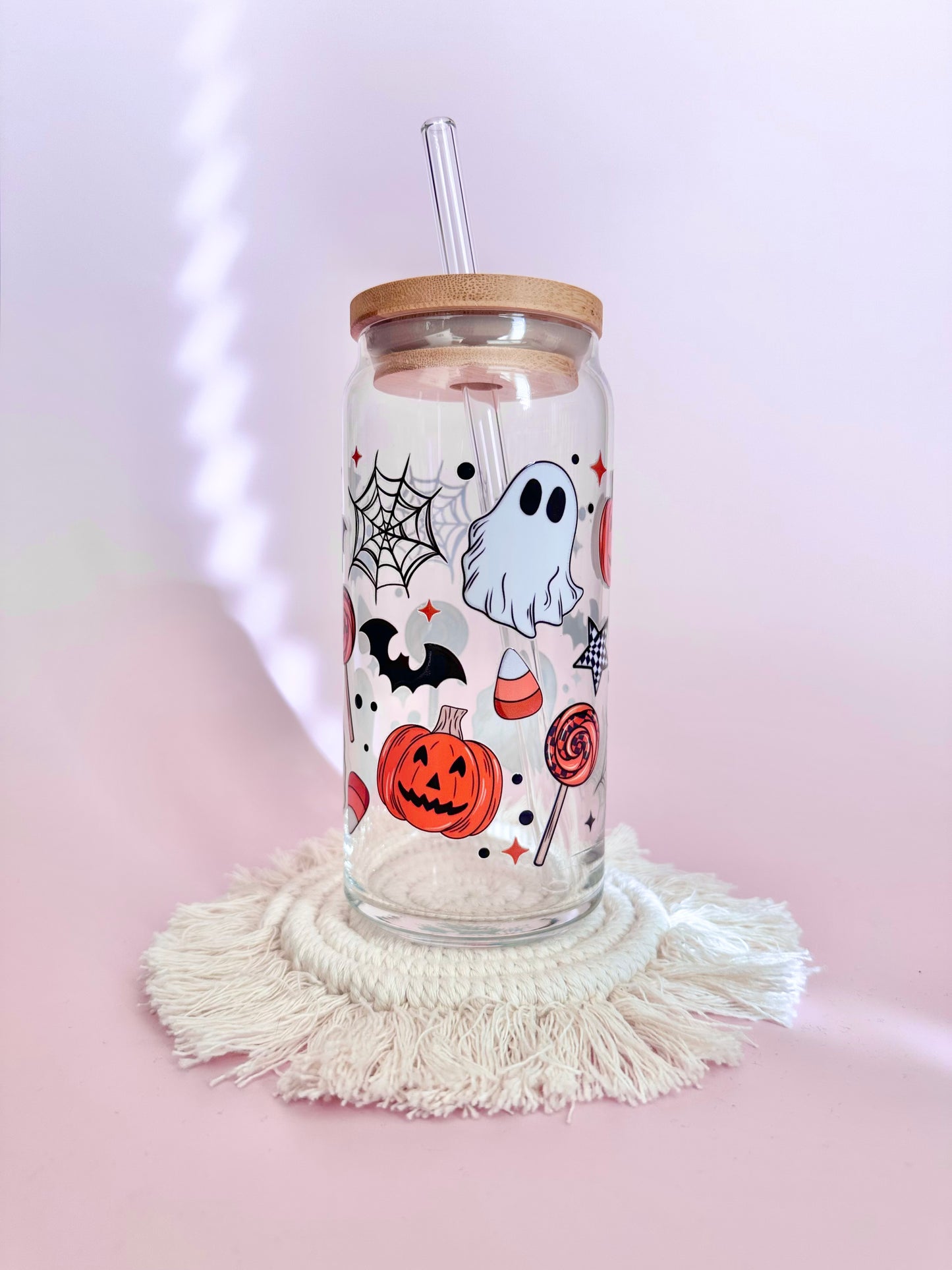 Boo You Pumpkin Bats Glass Cup
