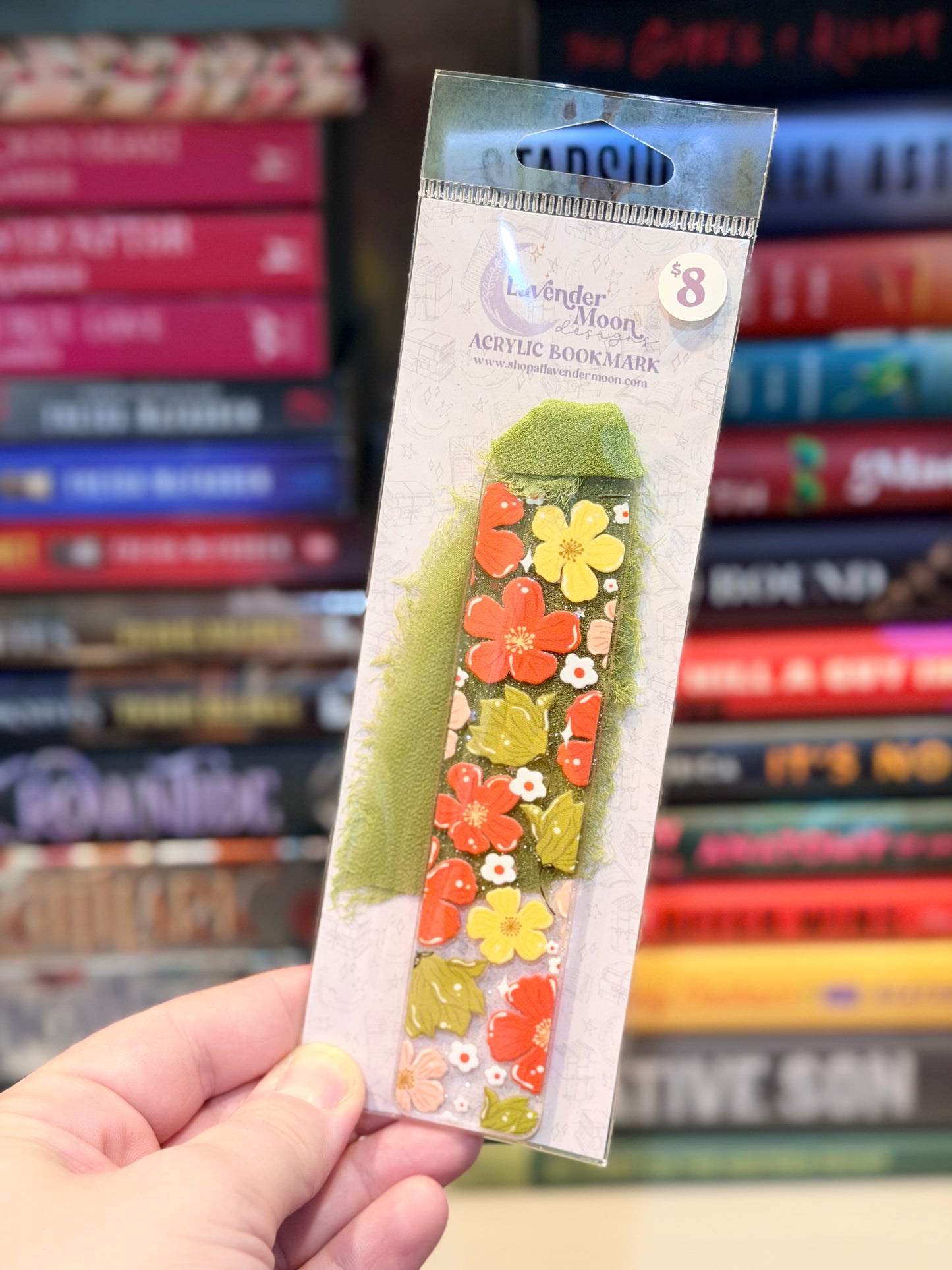 Orange & Yellow Florals Glitter Acrylic Bookmark