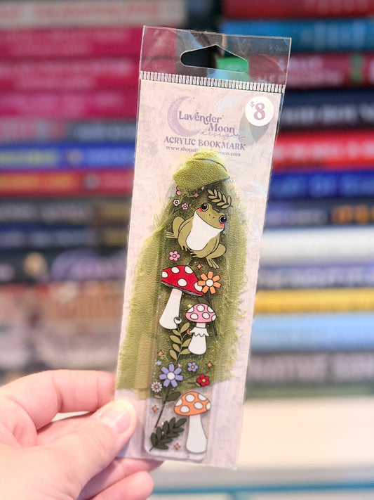 Froggy Cottage Core Glitter Acrylic Bookmark
