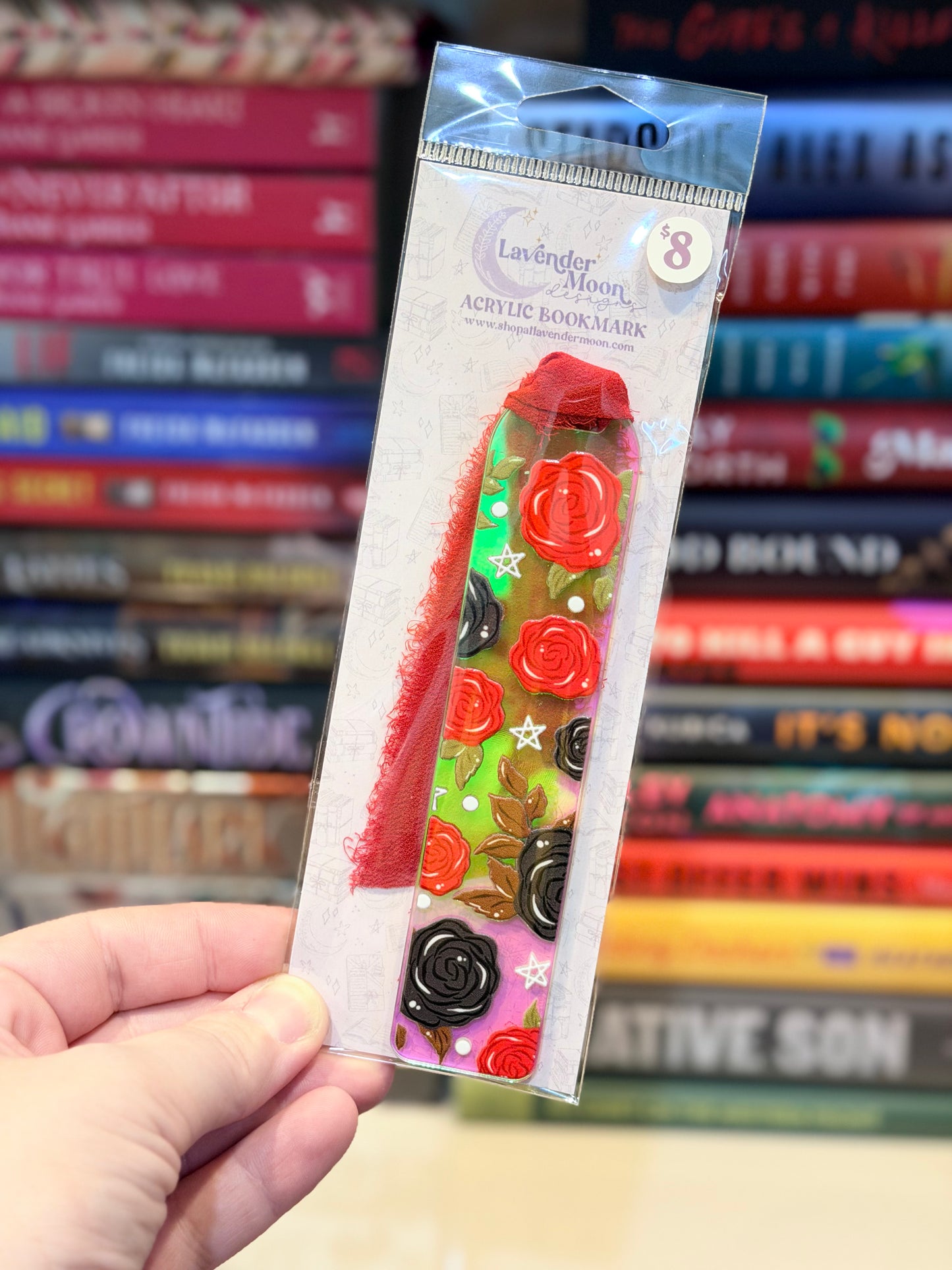 Red & Black Roses Iridescent Acrylic Bookmark