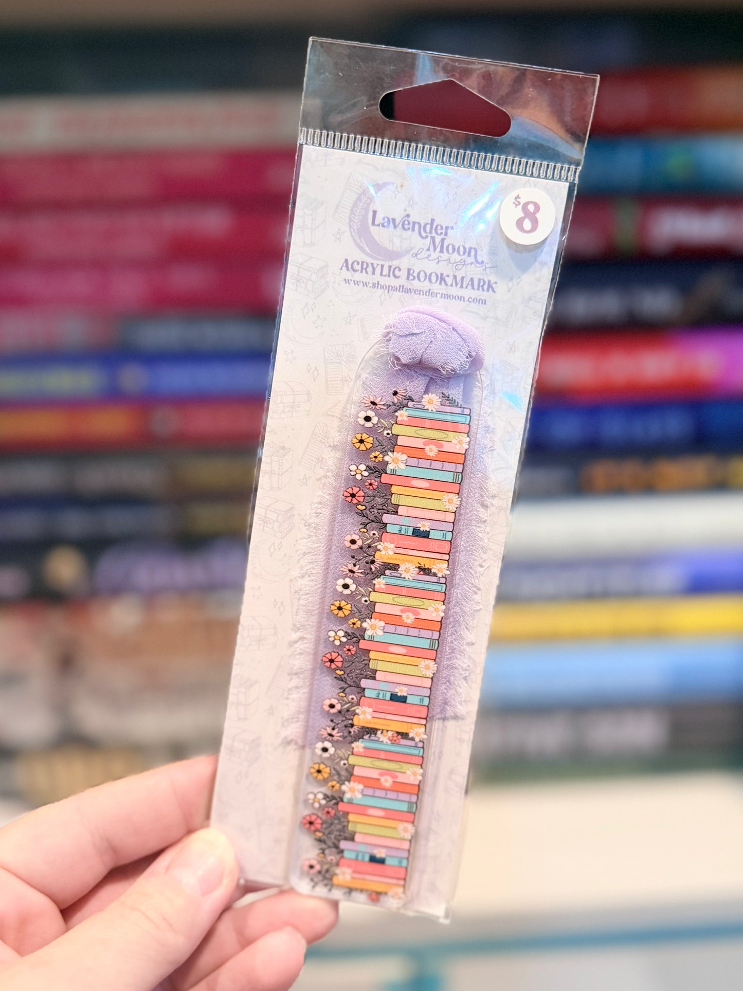 Floral Books Clear Acrylic Bookmark