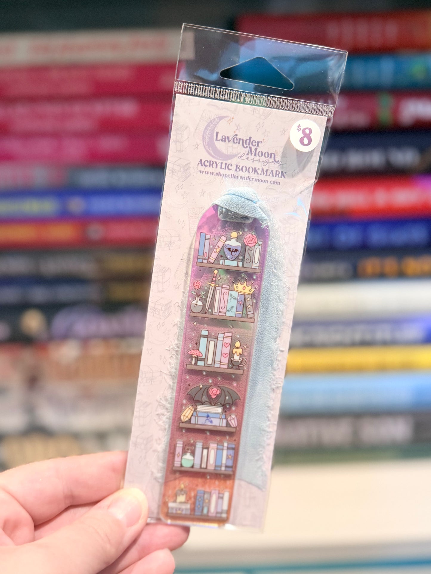Romantasy Bookshelf Iridescent Acrylic Bookmark