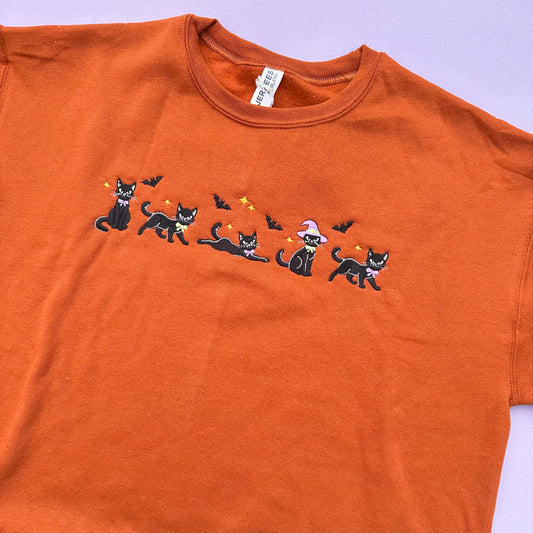 Haloween Kitties Crewneck (Burnt Orange)