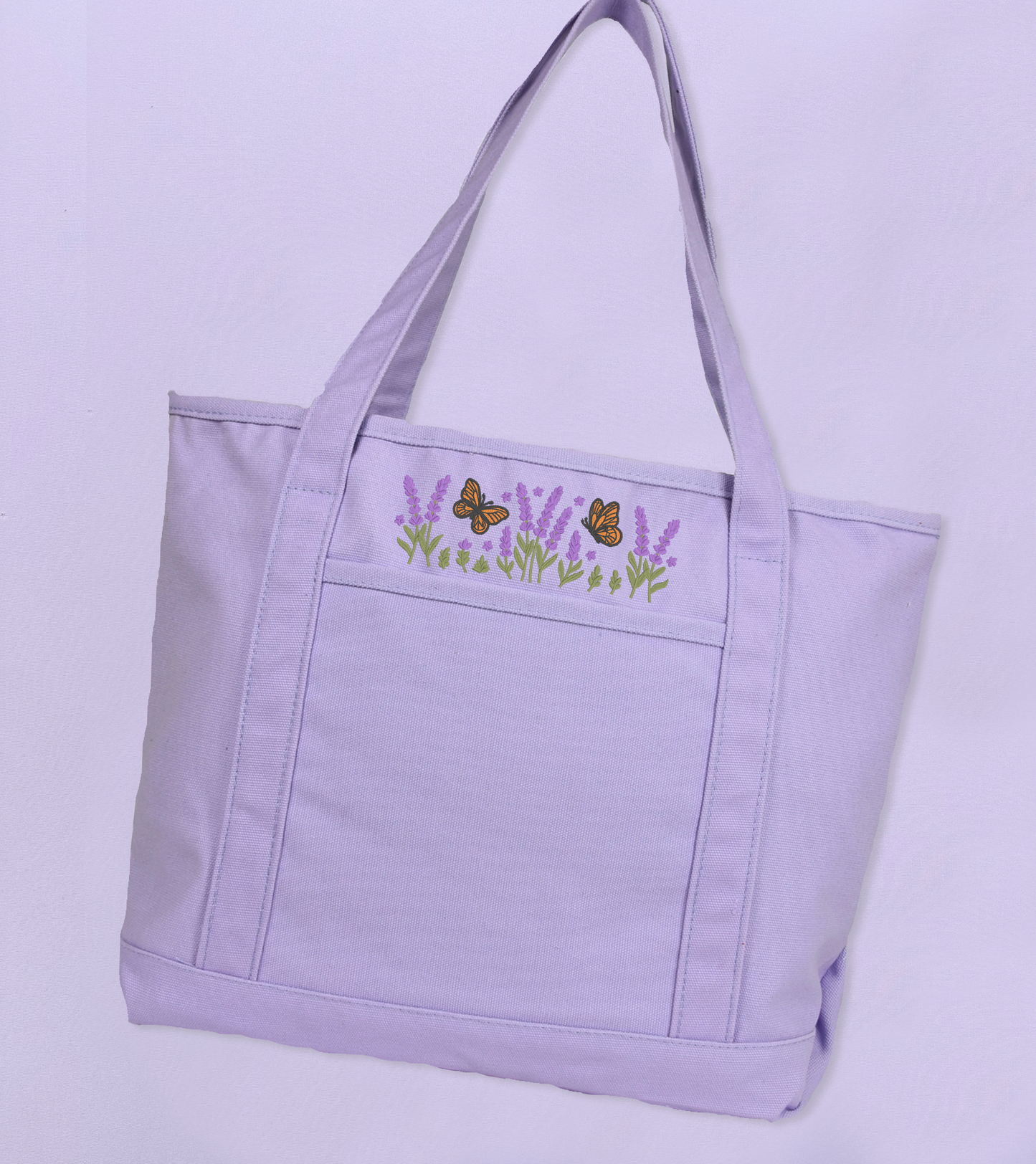 Lavender & Butterflies Zipper Tote Bag