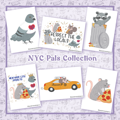 NYC Pals Collection Mini Art Prints - Set of 6