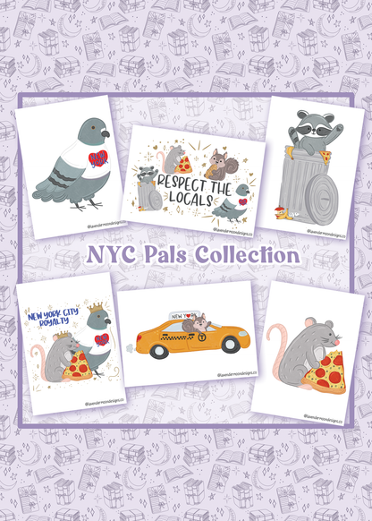 NYC Pals Collection Mini Art Prints - Set of 6