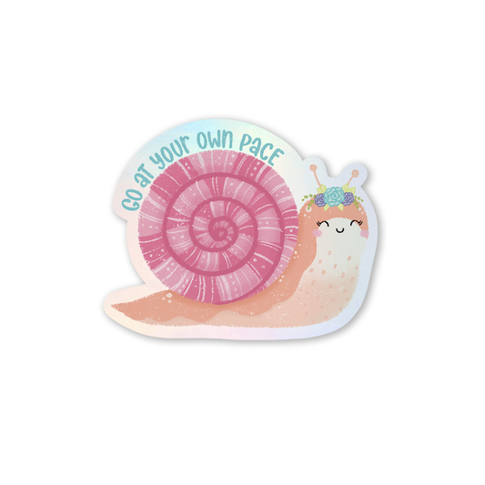 Holographic 'Go At Your Own Pace' Snail Sticker