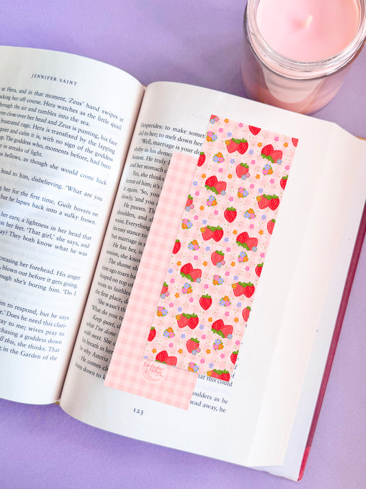 Strawberry Florals Paper Bookmark