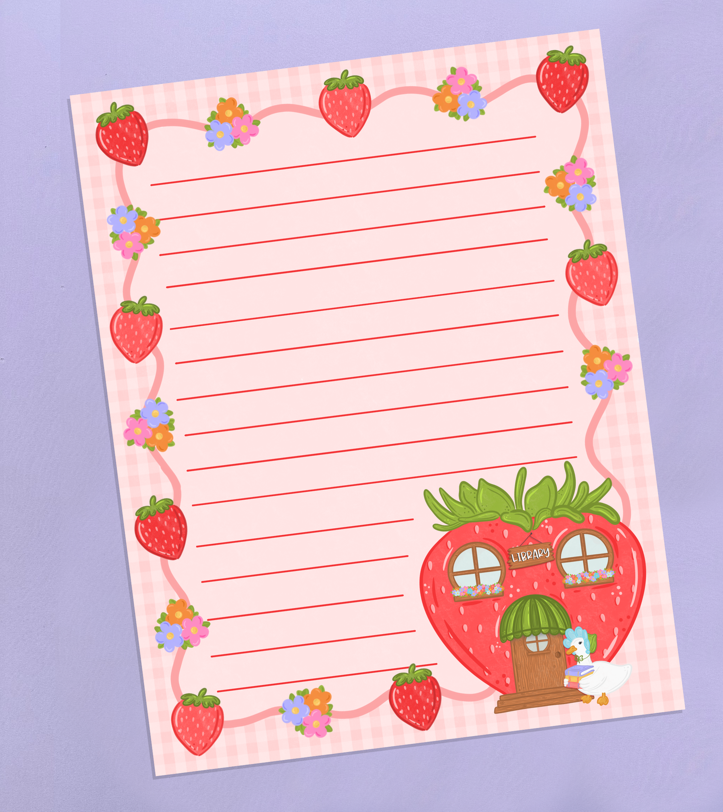 Strawberry Library Notepad