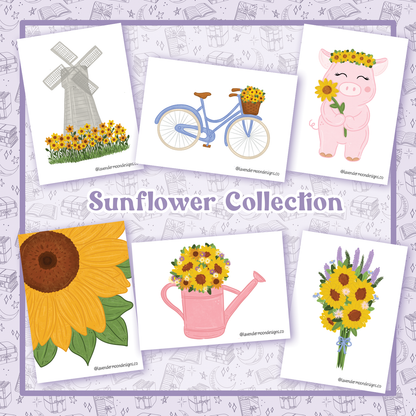 Sunflower Collection Mini Art Prints - Set of 6